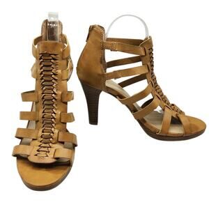 Dressbarn Tan Gladiator Style Block Heeled Sandals – Size 9
